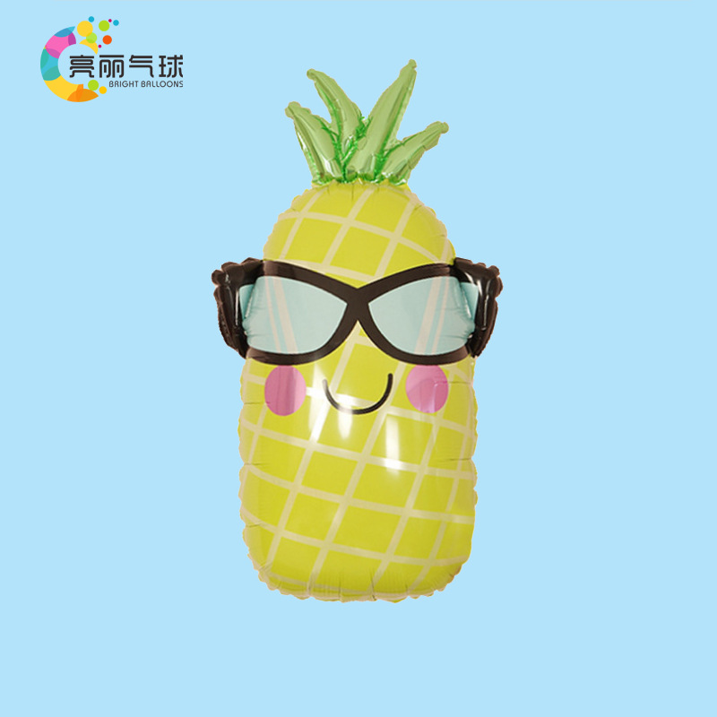 夏日创意眼镜菠萝生日派对背景装饰场景布置用品铝膜飘空气球批发