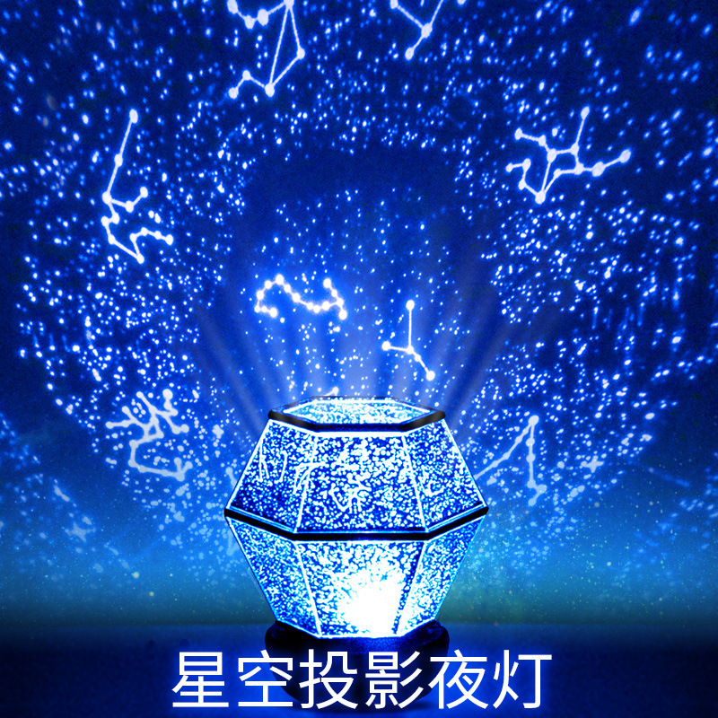 LED节日蓝牙旋转氛围灯女生漫天星星光投影灯 儿童卧室浪漫星空灯