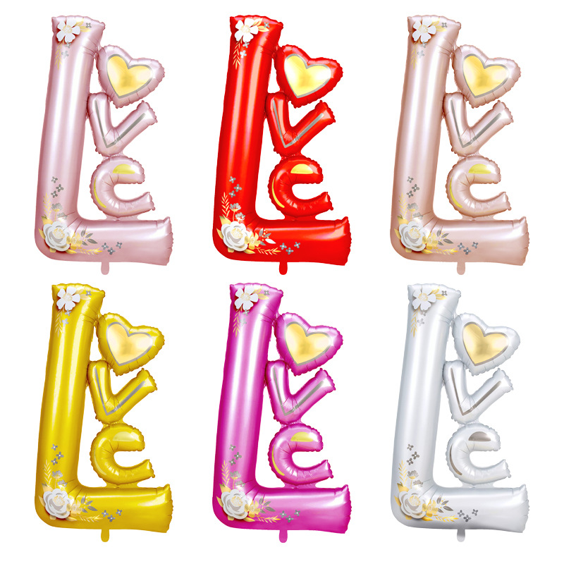 批发创意情人节婚庆表白告白七夕连体LOVE求婚布展布置铝膜气球