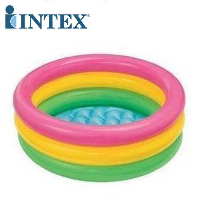 美国INTEX57107 荧光三环充气游泳池 宝宝戏水池婴儿洗澡盆浴盆