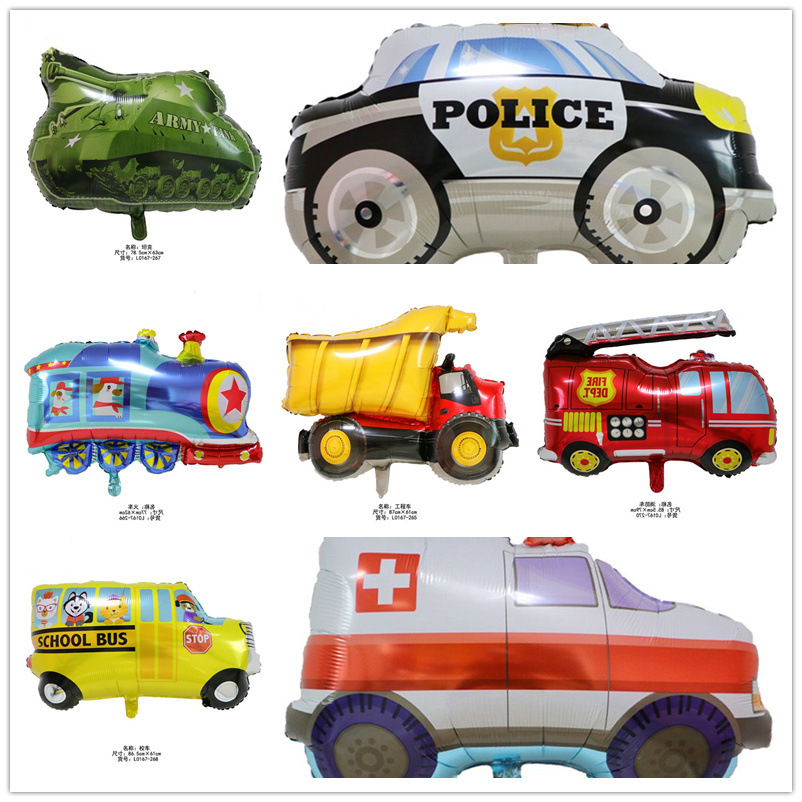新款卡通交通工具汽车铝箔气球宝宝满月百天周岁儿童生日装饰男孩