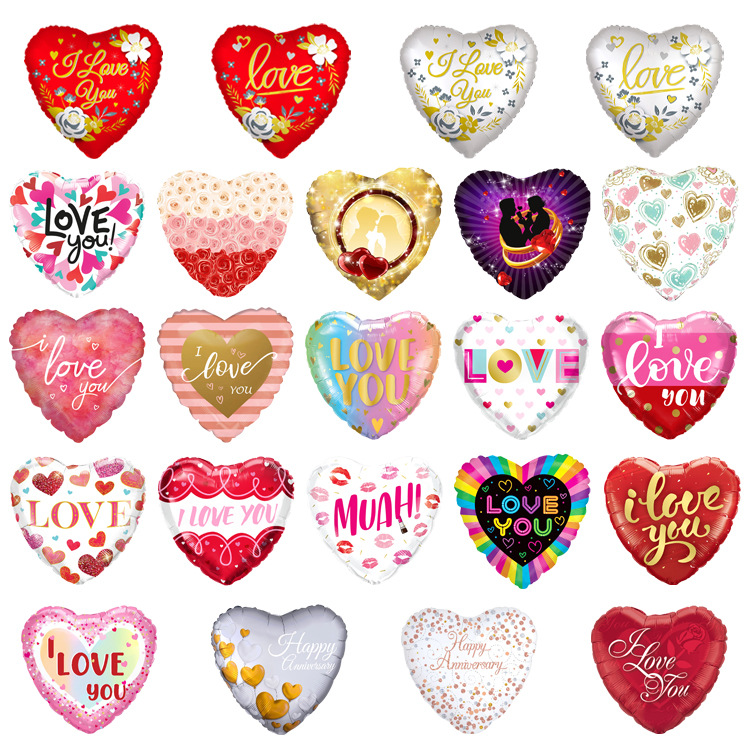 批发17寸爱心LOVE情人节七夕表白婚庆求婚装饰派对心形铝膜气球