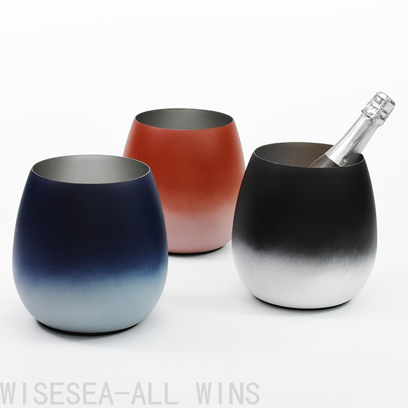 新品水滴形不锈钢冰桶5.0L彩色蛋形香槟桶酒吧日用冰镇啤酒桶