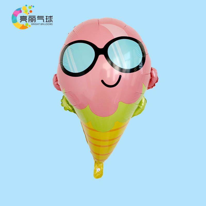 创意眼镜冰激凌冰淇淋派对背景装饰场景布置用品铝膜铝箔气球批发