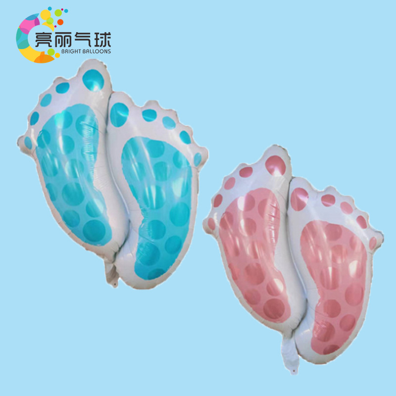 卡通创意脚丫男孩女孩生日百天装饰布置场景背景铝箔铝膜飘空气球