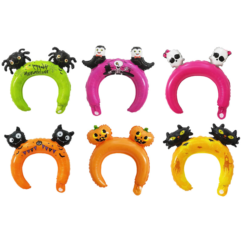 创意儿童万圣节装饰产品发箍铝膜气球批发地推扫码小礼品装饰广告