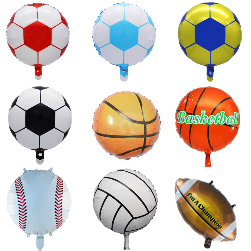 批发18寸足球篮球橄榄球铝膜体育气球儿童生日装饰布置庆祝道具