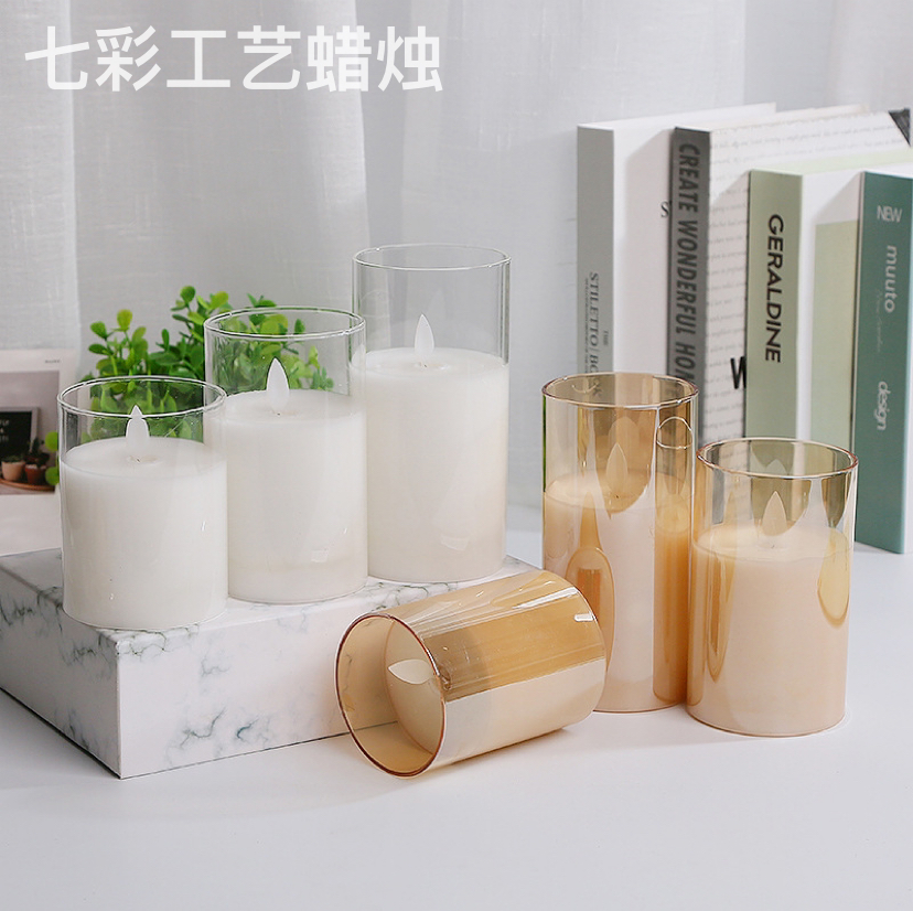 玻璃石蜡电子蜡烛 摇摆灯光氛围灯浪漫求婚道具场景布置用品