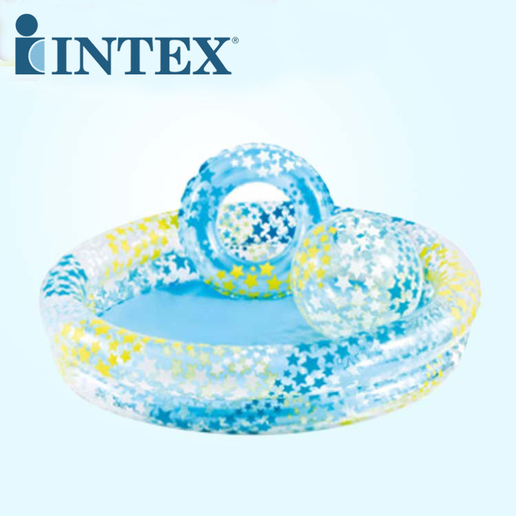 美国INTEX59460 夏威夷双环水池套装 儿童充气游泳池家用池戏水池