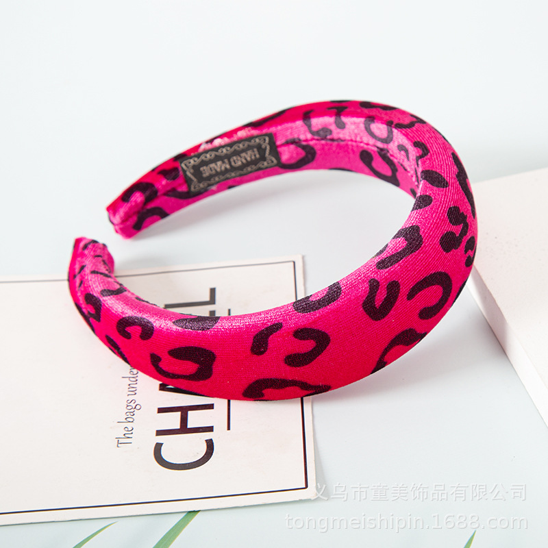 亚马逊热销海绵秋冬季豹纹韩国绒发箍头扣网红同款头饰品现货批发