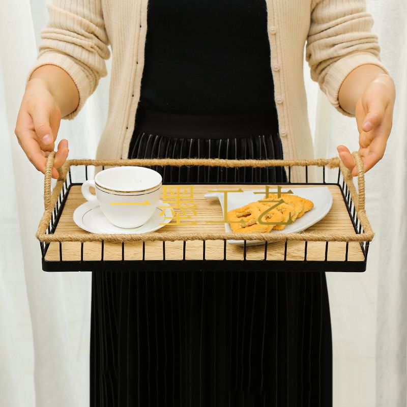 铁木托盘婚庆甜品台蛋糕架艺术出餐盘复古木头托盘零食收纳筐
