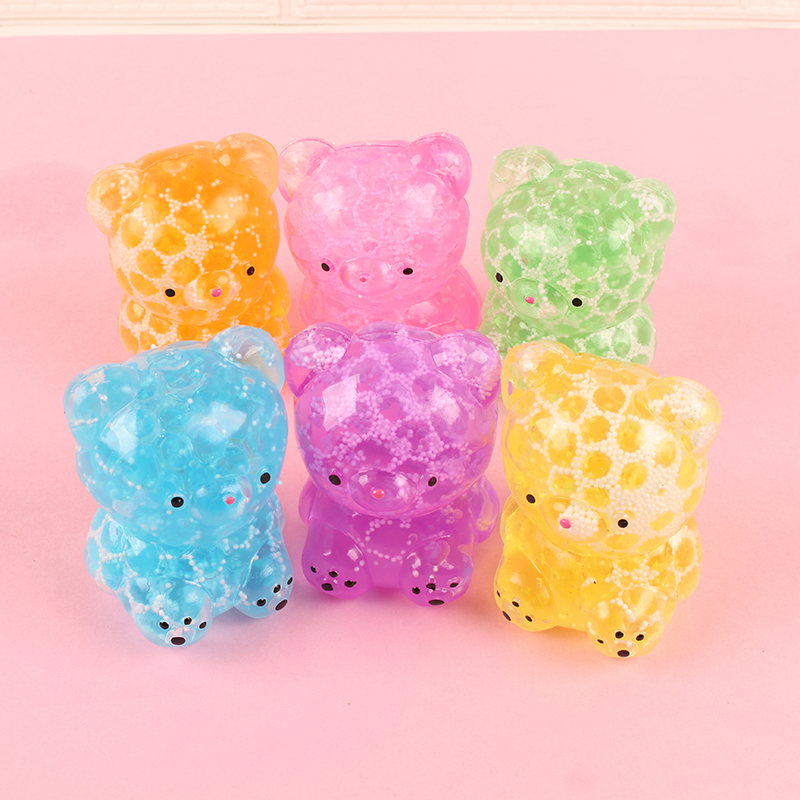 跨境热销玩具珠子小熊发泄球TPR减压玩具 慢回弹捏捏乐小熊发泄球