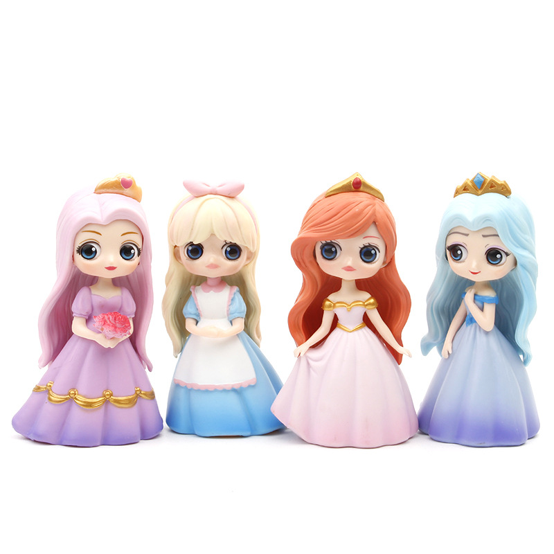 4款贝儿美人鱼公主女孩玩具公仔蛋糕模型摆件