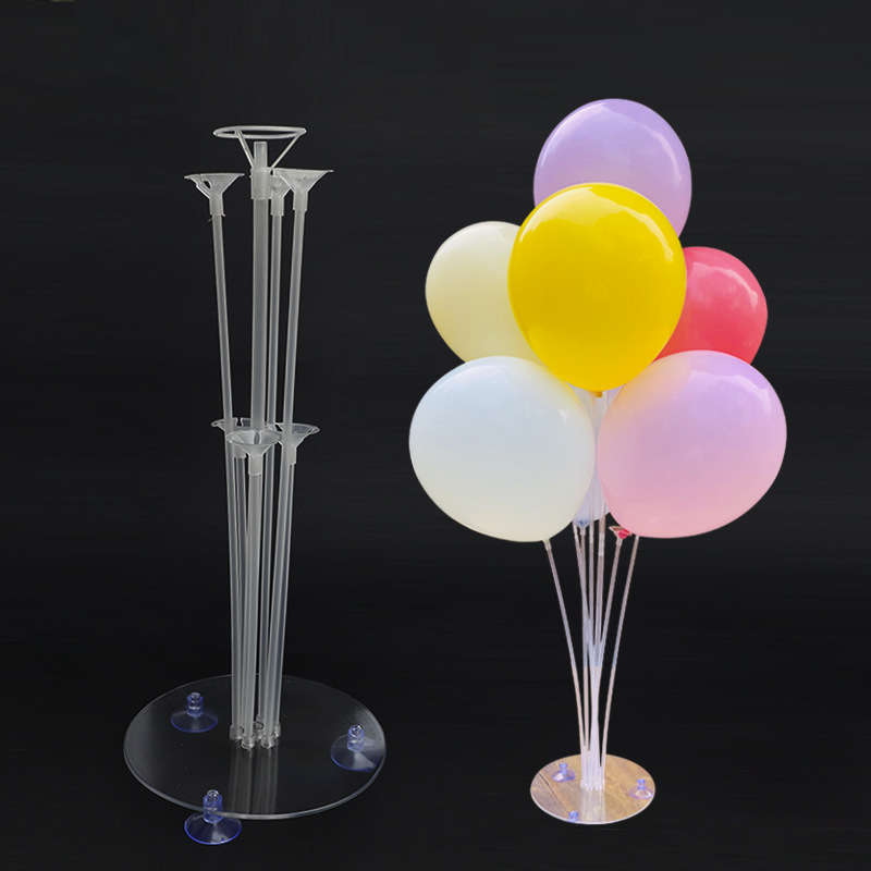 创意铝膜气球立柱带吸盘桌飘透明支架婚礼生日装饰布置展示架批发