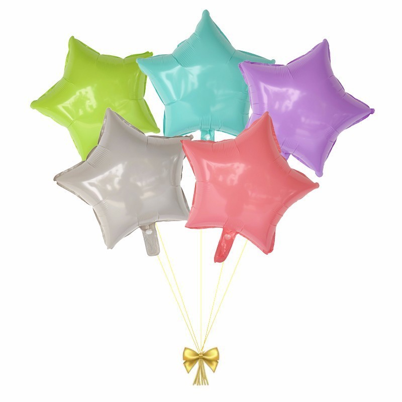 新款马卡龙色18寸五角星铝膜铝箔气球生日装饰婚庆布置广告