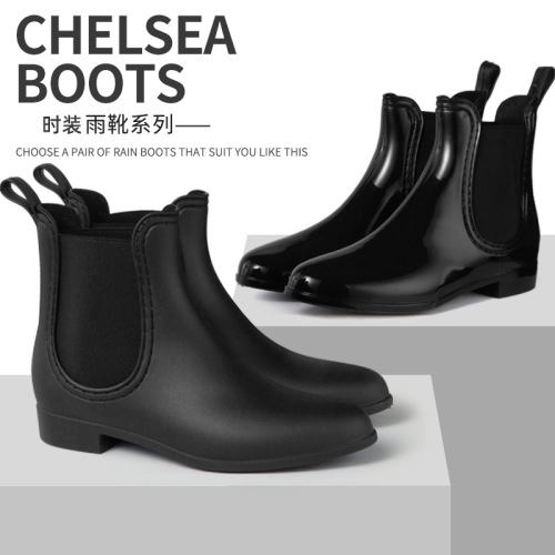 cross-border fashion chelsea low-cut rain boots women‘s rubber shoes rain boots water shoes plastic water boots kitchen rain boots adult overshoes