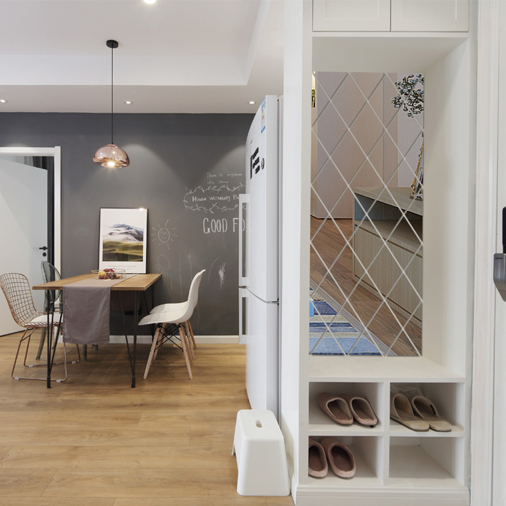 跨境镜面贴三角形菱形墙贴艺术亚克力镜子墙贴DIY艺术家居装饰