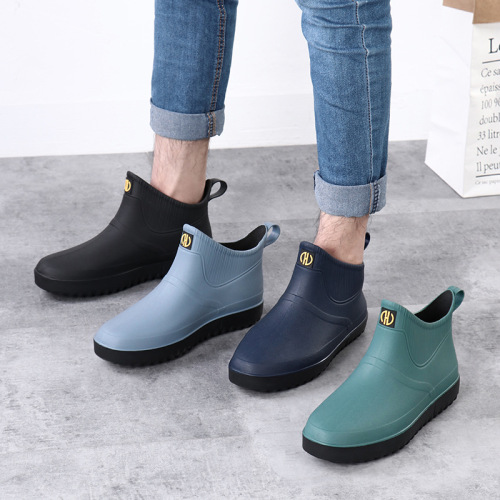 New Fashion Waterproof Non-Slip Men‘s Rain Boots Short Tube Kitchen Work fishing Rain Boots Car Wash Shoes Trend Galoshes