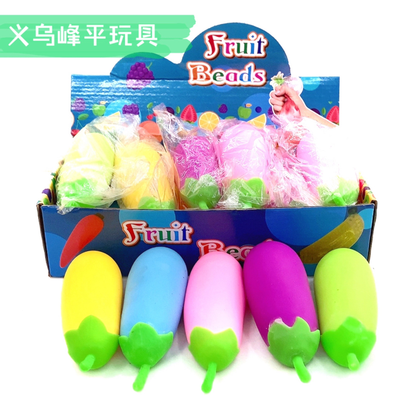 跨境热销创意果蔬茄子捏捏乐挤压发泄球减压软胶儿童玩具解压神器