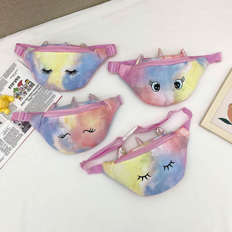 新款彩虹少女儿童单肩包小学生胸包格利特卡通独角兽腰包