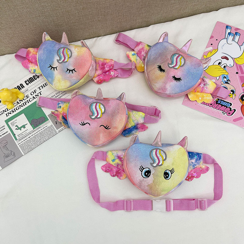 2021款亮片小包包独角兽儿童包包女新款可爱男女童腰包亲子斜挎包