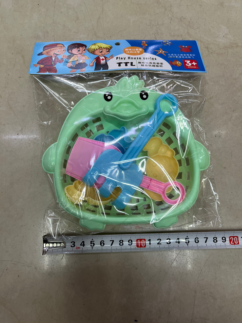 趣味过家家黄鸭挖沙工具opp袋纸卡头包装