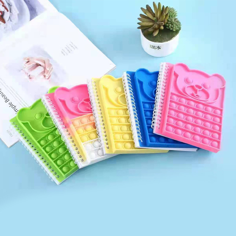 跨境外贸新款现货灭鼠先锋解压笔记本创意硅胶卡通小熊泡泡记事本