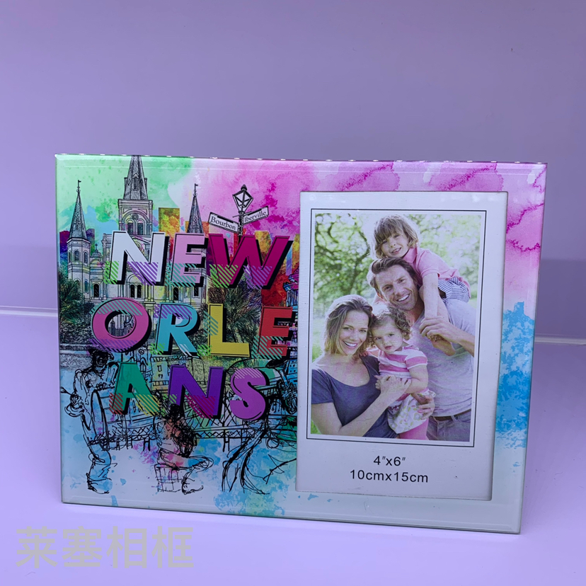彩色建筑贴纸照片家居装饰礼物客厅工艺品定制各种图案玻璃相框