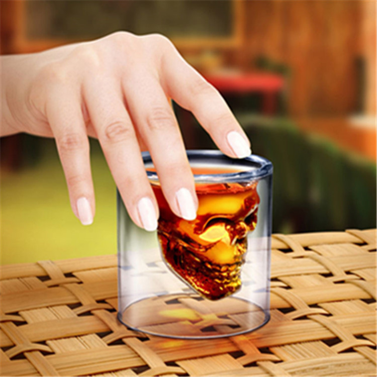 创意骷髅杯 双层杯酒杯KTV酒吧无色透明高硼硅耐热玻璃杯厂家批发