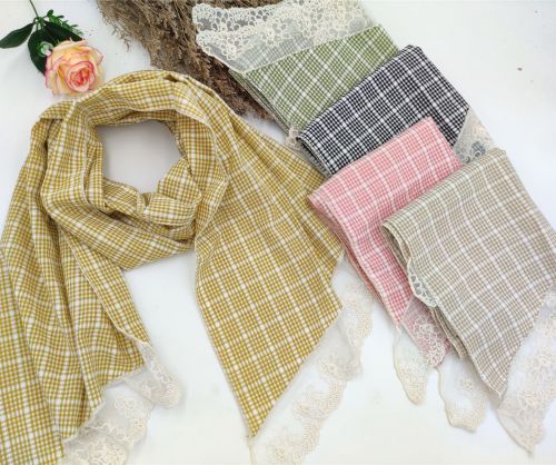 Spring and Autumn Lattice Lace Spot Scarf Warm Yellow Winter Warp Knitting Solid Color Universal Scarf Women‘s Scarf