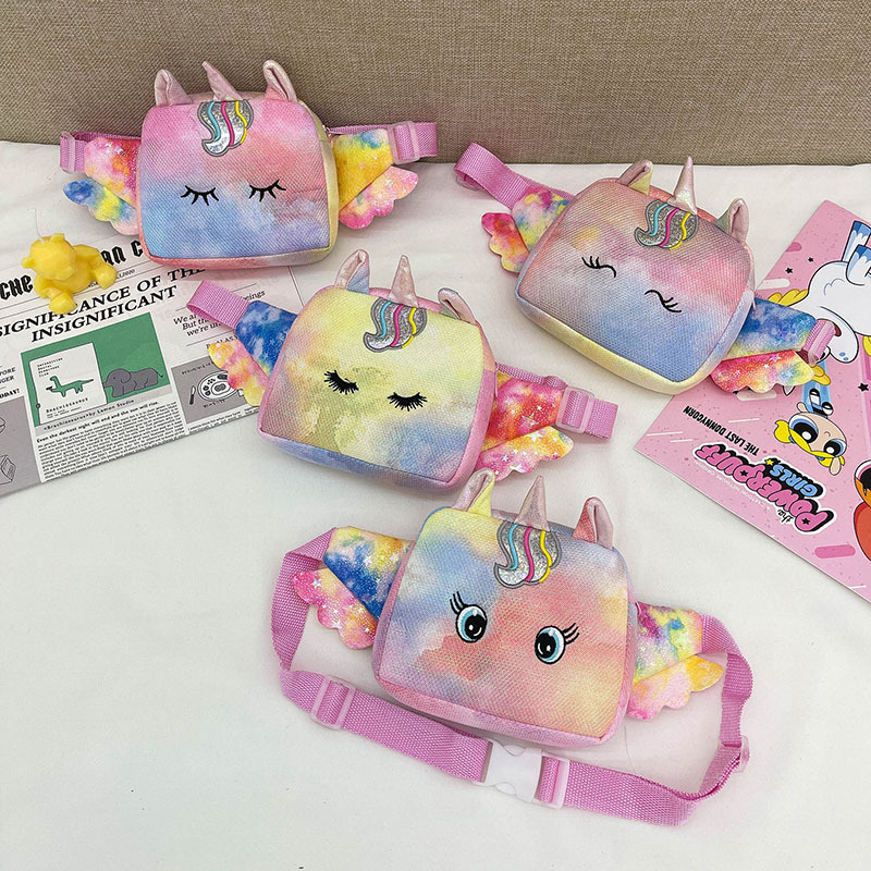 可爱独角兽毛绒单肩斜挎包2021秋季新款时尚女孩洋气链条零钱小包