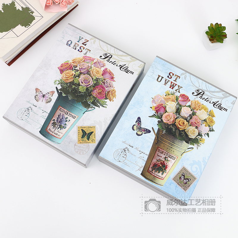 卡通花朵图案相册影集相簿居家插页式盒装像册簿家庭朋友纪念册