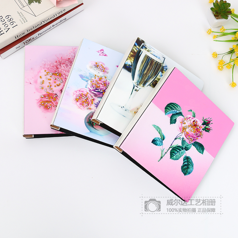 新款玫瑰花欧式带钻石画绣钻亚克力封面相册插页儿童成长册影集