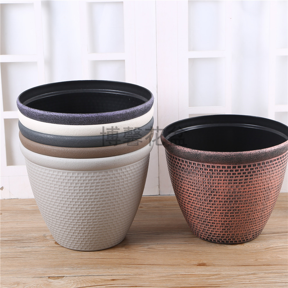 简约塑料树脂花盆特加厚仿陶大口径客厅落地种树深高盆