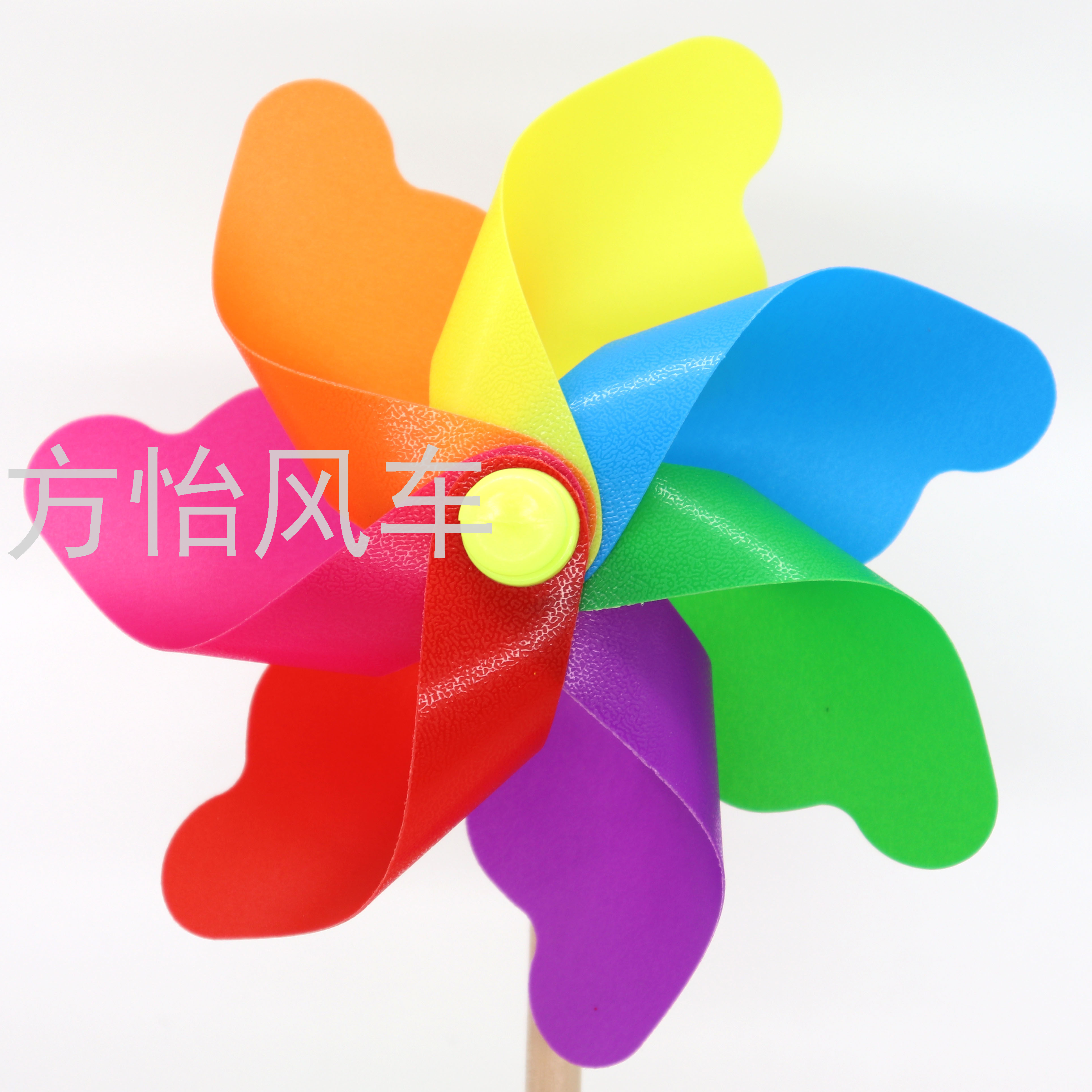 18七彩木杆风车磨砂加厚景区园林房地产插地儿童玩具厂家直销