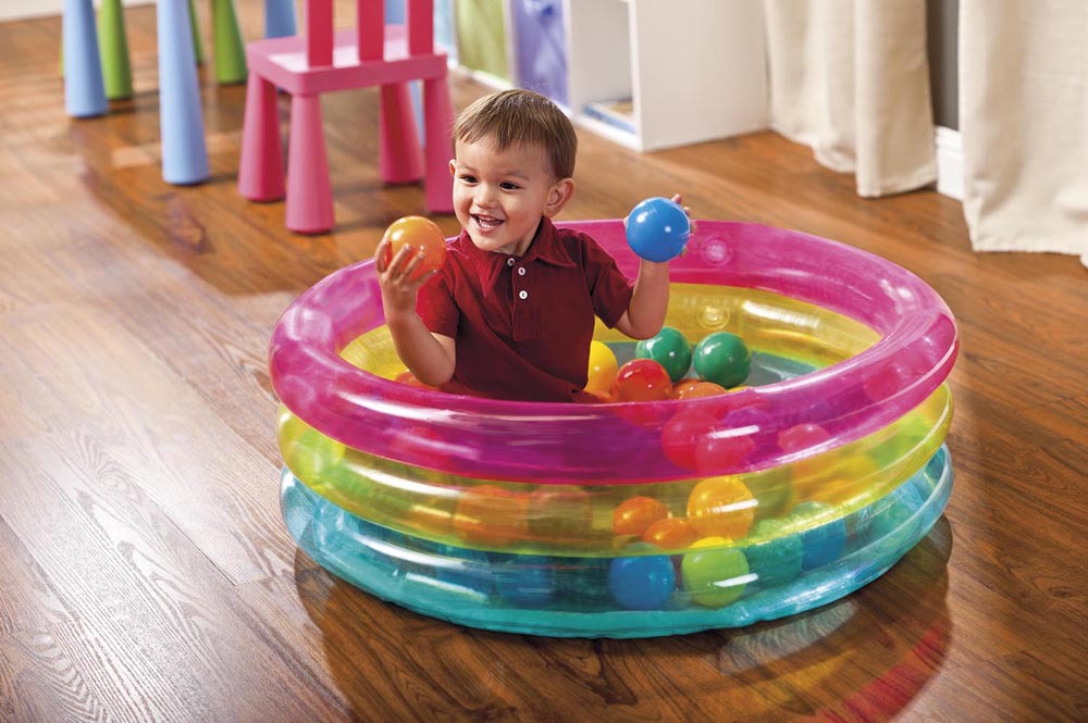 INTEX48674充气荧光三环婴儿球池宝宝游戏池配50个海洋球