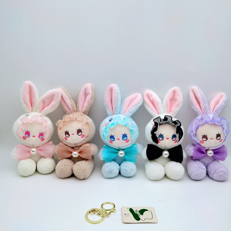 新款韩版网红兔子卡通可爱珍珠兔公仔女孩背包包挂件抓机娃娃货源