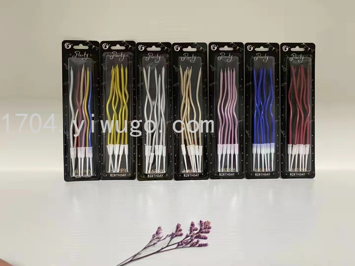吸卡装生日蛋糕蜡烛弯曲形状彩色生日蜡烛