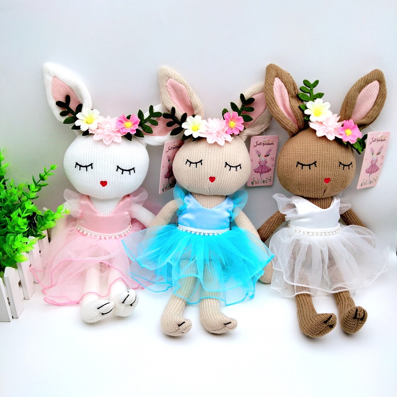 新款ins韩版可爱毛线针织纱裙兔子公仔婚庆女孩玩偶儿童节日礼物