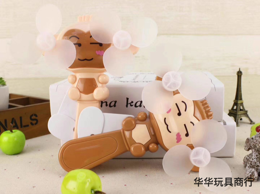 热卖悠哈猴大号双头手压风扇 手持手压小风扇  迷你双头手压风扇