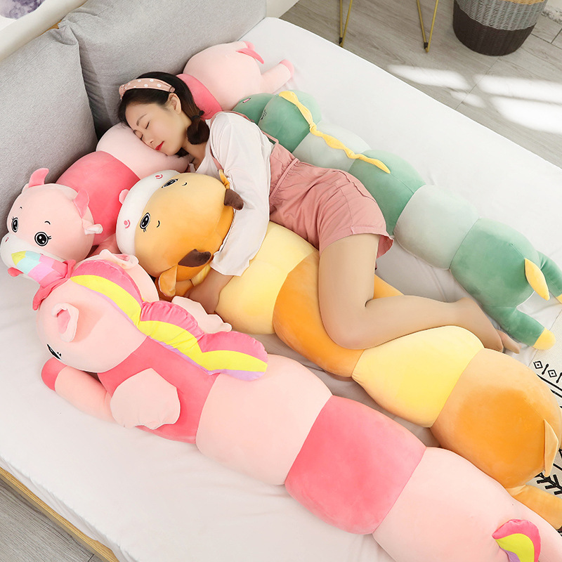 创意新款动物毛毛虫毛绒玩具睡觉长条抱枕可爱大号儿童床上玩偶