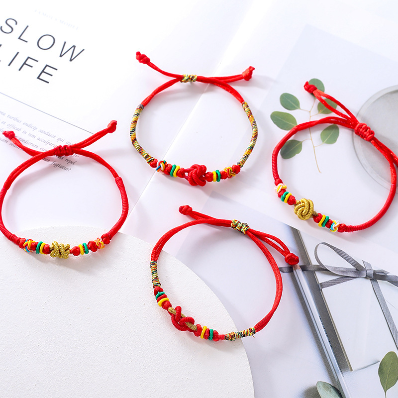 手工编织红绳五彩绳手链祥云结陀罗结男女情侣相思扣红绳手链批发