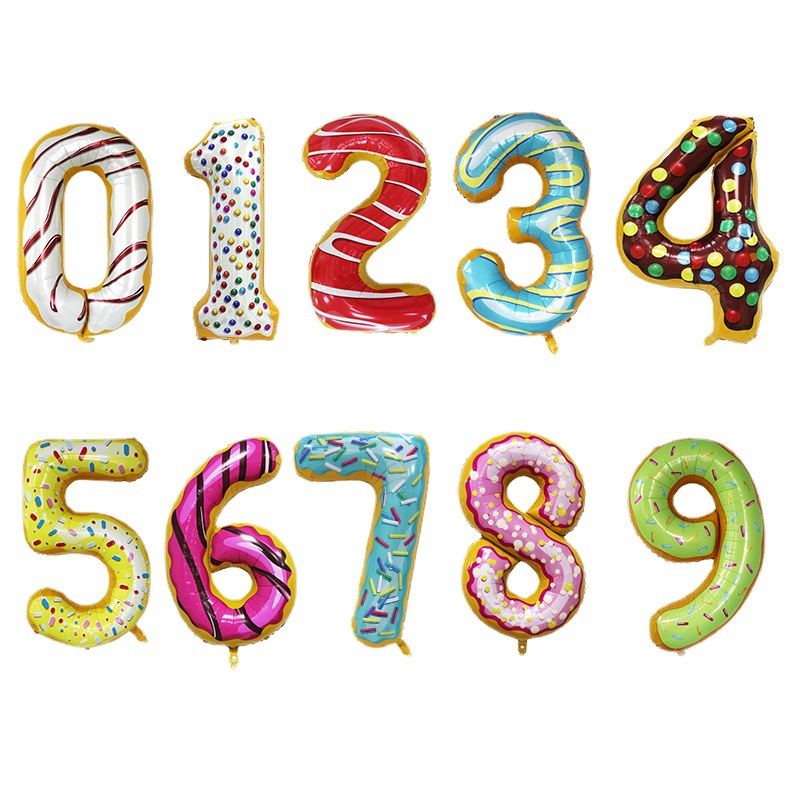 32寸甜甜圈数字气球仿美糖果夏威夷派对铝膜气球 生产厂家