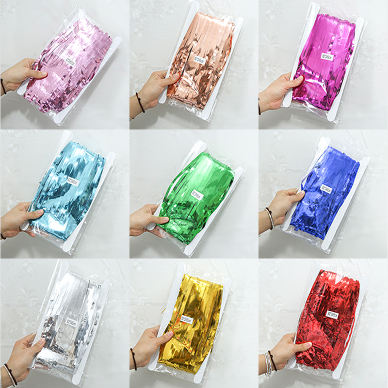 1*2米彩条亮光金色雨丝帘婚庆舞台背景布置道具流苏雨丝流苏门帘