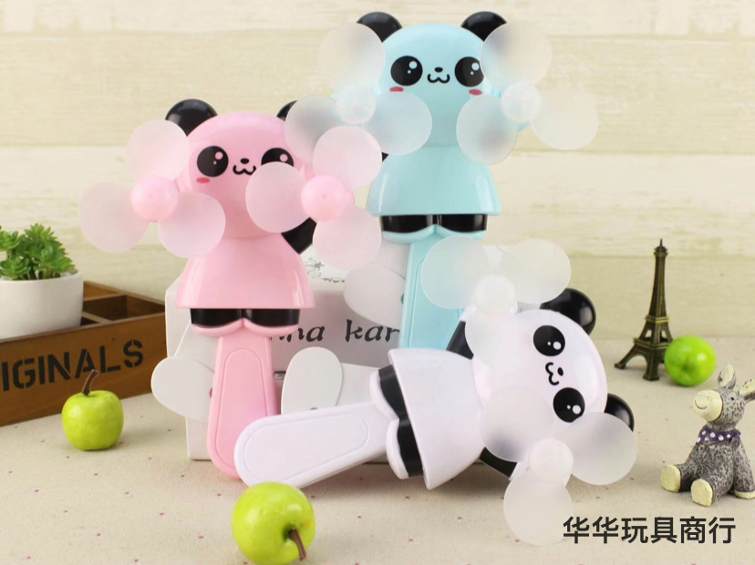 热卖黑白熊大号双头手压风扇  手持手压小风扇  迷你双头手压风中