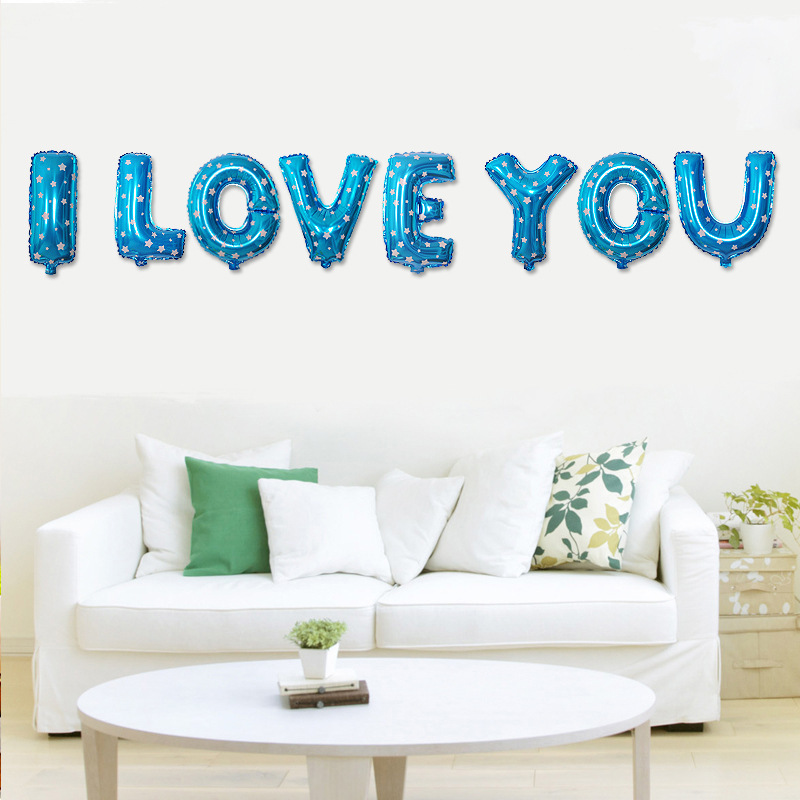 英文字母铝膜气球套装 婚礼现场装饰表白铝箔气球 I LOVE YOU