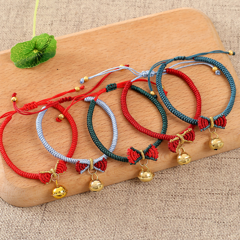 小红书同款在逃公主系列手链手工编织金刚结蝴蝶结铃铛手绳饰品