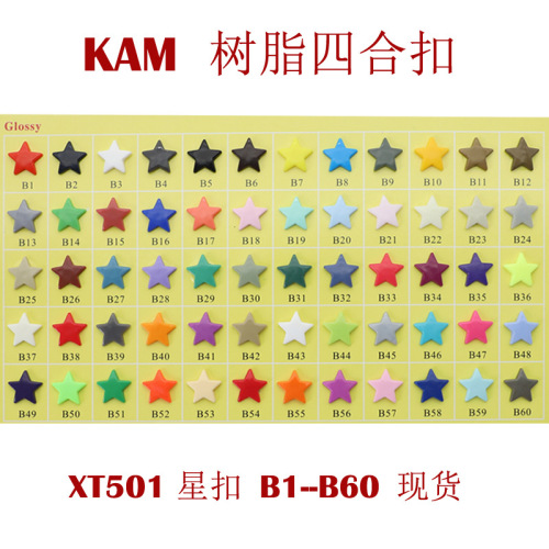 Spot 60 Colors Xt501 Star Resin Four-Way Buckle Kam Hualian T5 Five-Pointed Star Buckle Children‘s Clothing Snap Button 