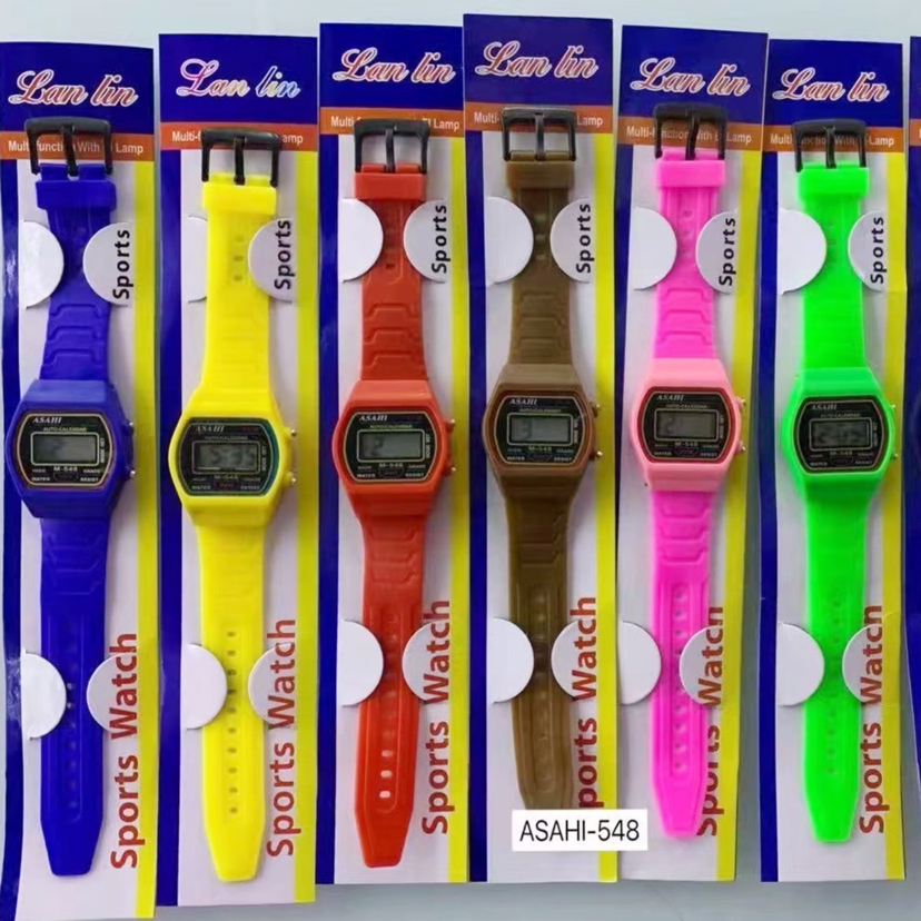 新款ins炫彩小方块电子手表学生儿童多功能led电子表硅胶手表