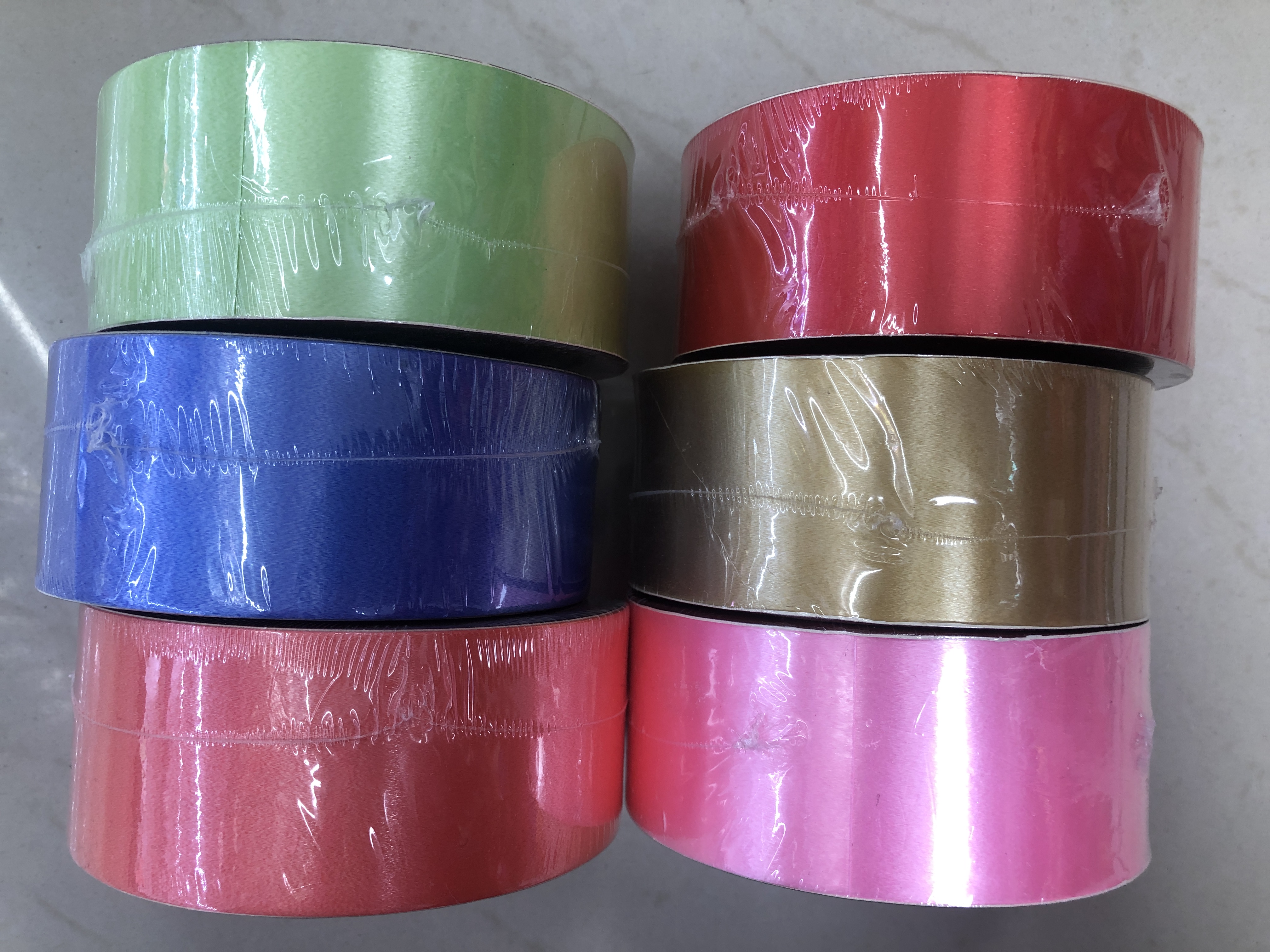 5CM100码 素色塑料彩带 蛋糕绳 气球绳 鲜花包装带